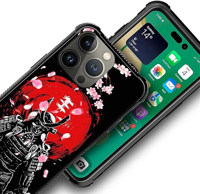 for iPhone 13 Pro Case, Sakura Japanese Samurai Pattern Graphic Design Girl Boy - Image 3