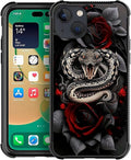 for iPhone 13 Mini Case, Entwined Rose Snake Pattern Graphic Design Girl Boy by FKBRCL4U