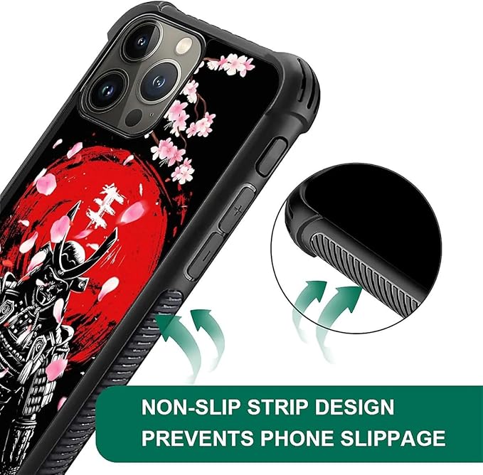 for iPhone 16 Pro Case, Sakura Japanese Samurai Pattern Graphic Design Girl Boy - Image 6