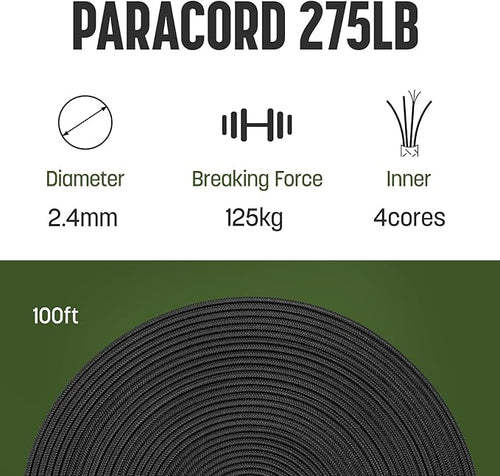 2.4mm Paracord 275LBS 100FT Rope Cord - Image 2