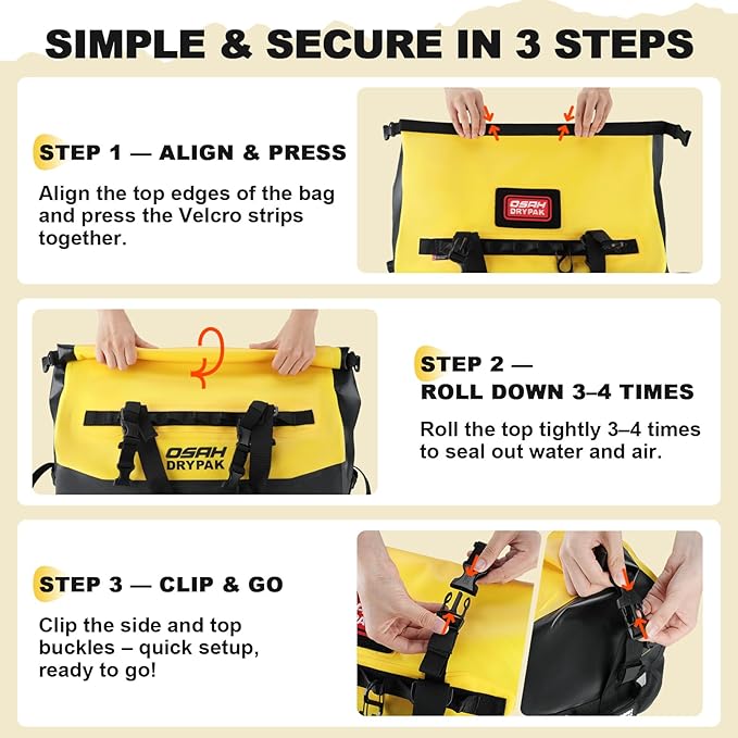 OSAH DRYPAK Waterproof Duffel Bag 25L/40L/60L – Heavy-Duty Motorcycle Tail Bag - Image 7