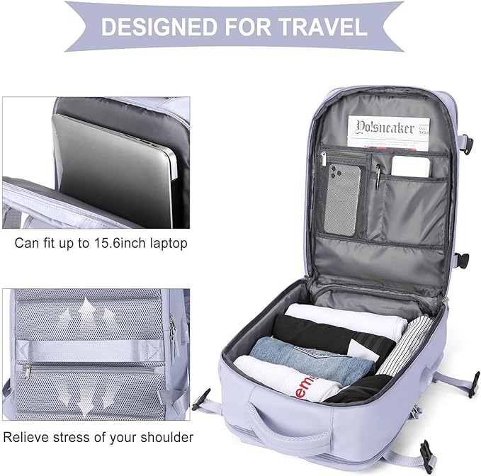 WONHOX Large Travel Backpack Carry on Flight Approved Laptop Work Business - Image 6