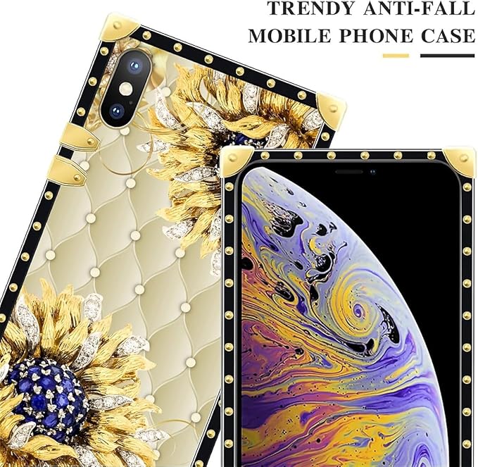 Compatible with iPhone XR Case, Sunflower Diamonds Leather Luxury Golden - Image 4