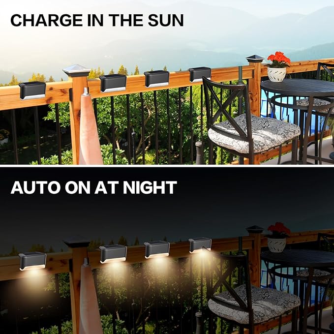 BKBB PPBB Solar Deck Lights Outdoor, Waterproof LED Solar Lights - Image 3