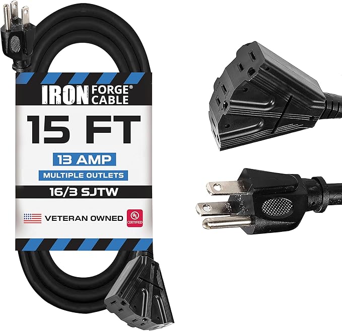 Iron Forge Cable 15 Ft Black Extension Cord by IronForgeCable
