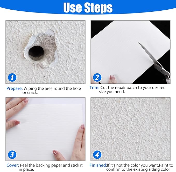 Mudder Vinyl Siding Repair Kit 6 x 8 Inch Vinyl Siding Patch Self Adhesive PVC - Image 3
