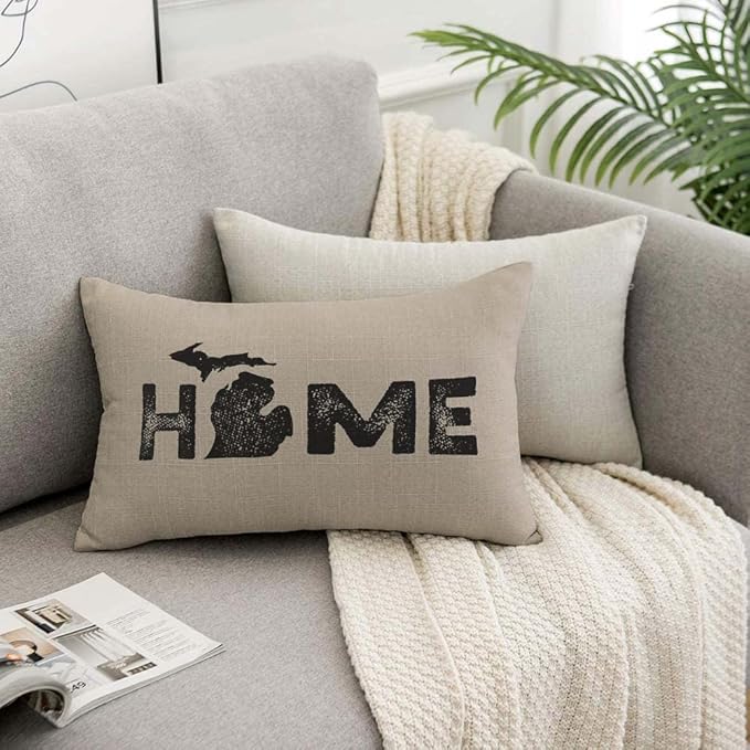 TKS MITLAN Michigan Home State Pillow Covers 12 x 20 Inch Map Home America - Image 7