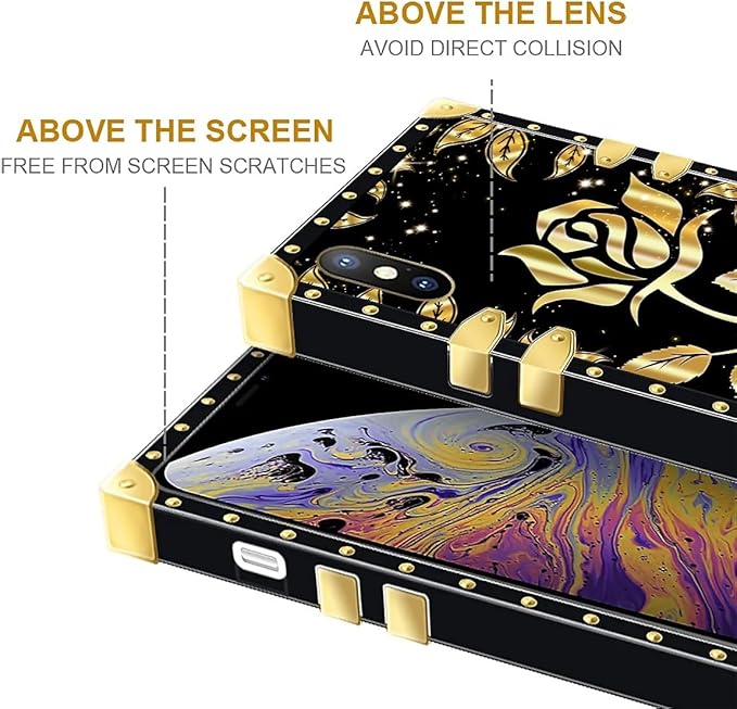 Compatible with iPhone XR Case, Shine Gold Rose Luxury Golden Decoration - Image 7