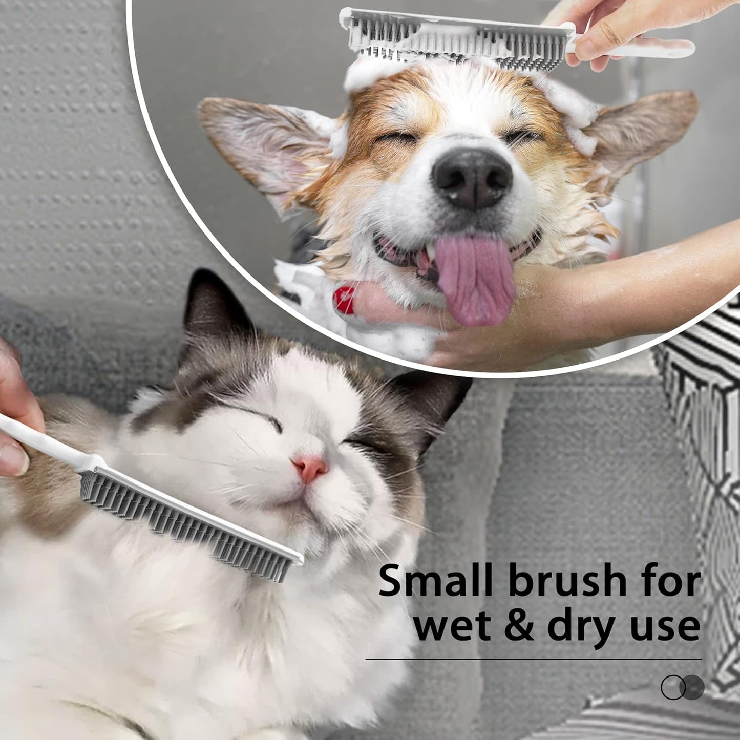 JEHONN Rubber Broom Carpet Rake Brush for Pet Hair with Squeegee, 52.8 inches Long Handle Silicone Fur Scraper Removal Tool with Detailing Lint Comb for Rug, Tile, Hardwood Floor Cleaning (Blue)