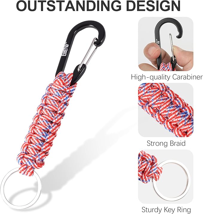 EOTW Paracord Keychain for Men Women Paracord Carabiner Backpack Keychain - Image 3