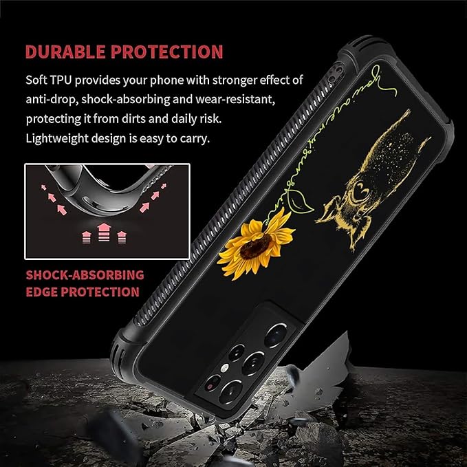 for Samsung Galaxy S21 Ultra Case, Pig Sunflower Yellow Sunshine Pattern - Image 6