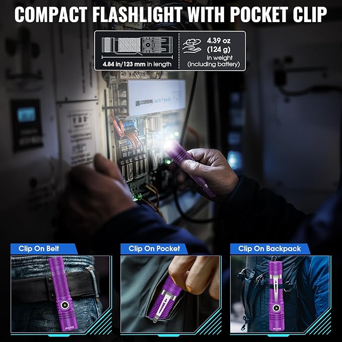 Rechargeable Tactical Flashlights, High Lumens Small Mini USB-C LED Flashlight - Image 3