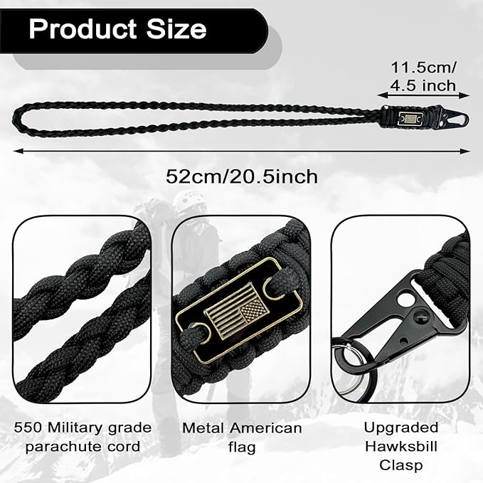 DDOUT Heavy Duty Paracord Lanyard 550 Paracord Braided Keychain - Image 2