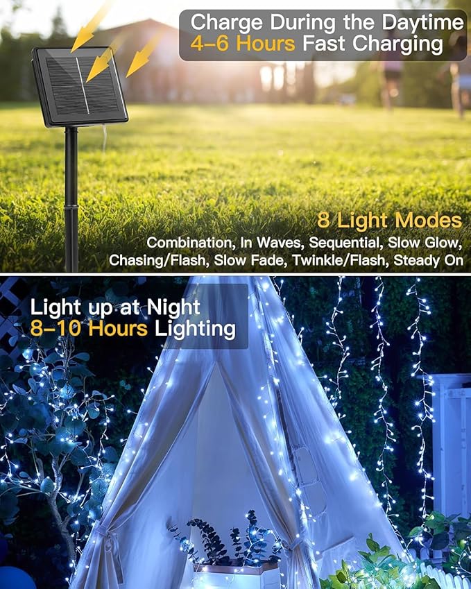 Brightown Solar Lights for Outside, 9.8Ft 120 LED Solar String Lights Outdoor - Image 4