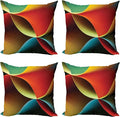 Ambesonne Abstract Throw Pillow Cushion Case Pack of 4, Graphic Curvy Design by Ambesonne