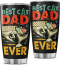 Best Cat Dad Ever 20oz Tumbler, Funny Fist Bump Design, Insulated Stainless by JENOIS
