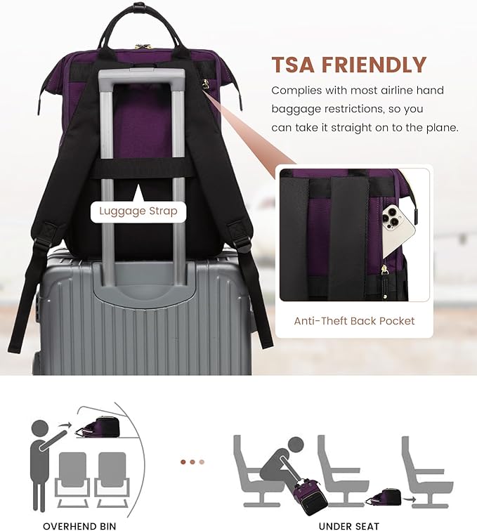LOVEVOOK Laptop Backpack for Women, 15.6 inch Waterproof Nurse Bag Teacher Work - Image 6