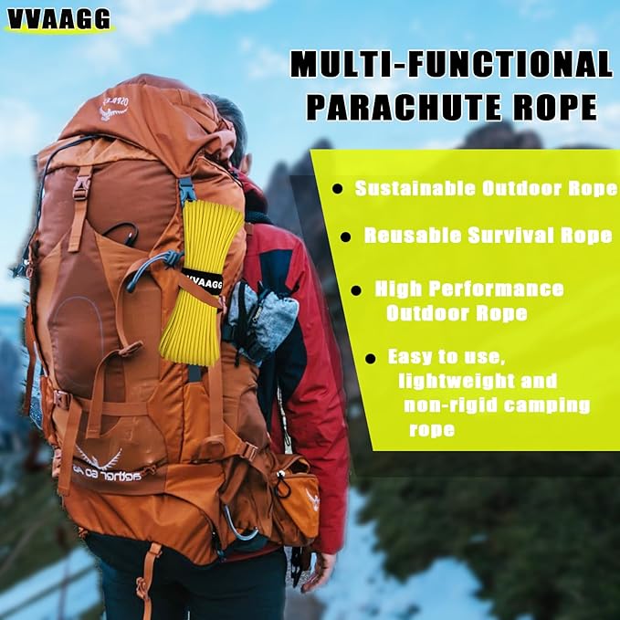 VVAAGG 1000 Paracord Rope 200FT, 4mm Utility Parachute Cord 12 Strand Nylon Rope - Image 6