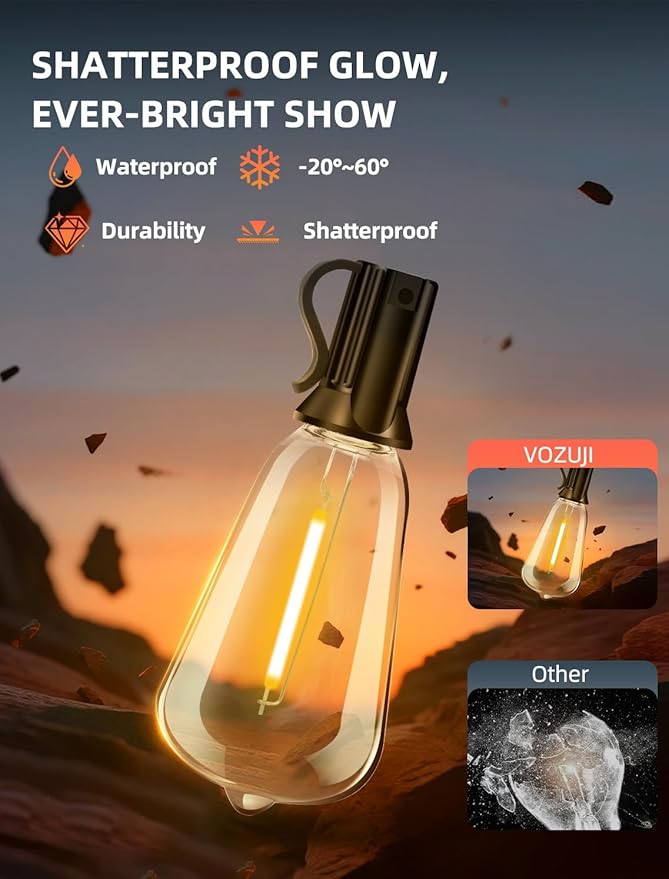 Outdoor Patio String Lights 100ft: ST38 LED Shatterproof Bulbs 3 Modes Button - Image 3