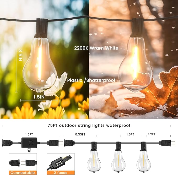 Patio Lights, 100FT Patio Lights - Image 5