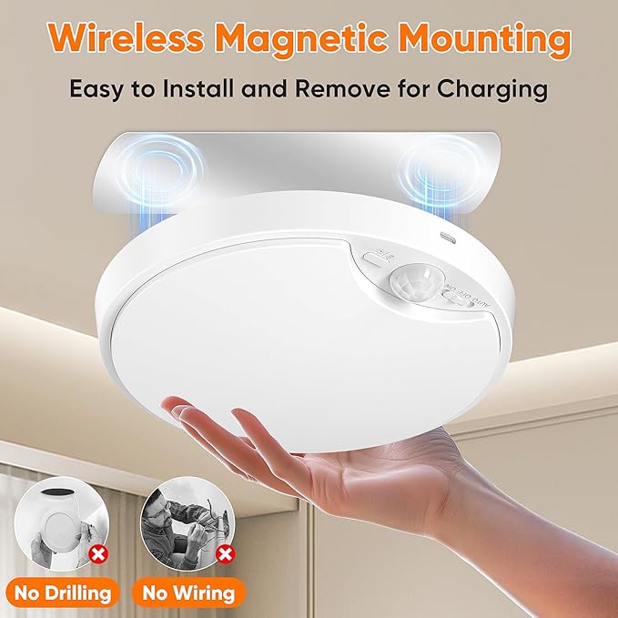 2 Pack 10000mAh Rechargeable Motion Sensor Ceiling Light - Image 7