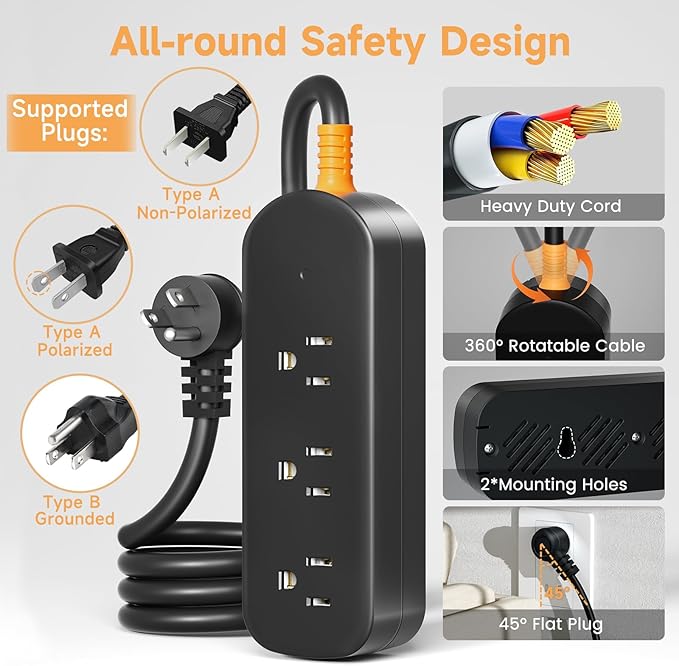 Outdoor Surge Protector Power Strip Weatherproof, 3 FT Extension Cord Outdoor - Image 8