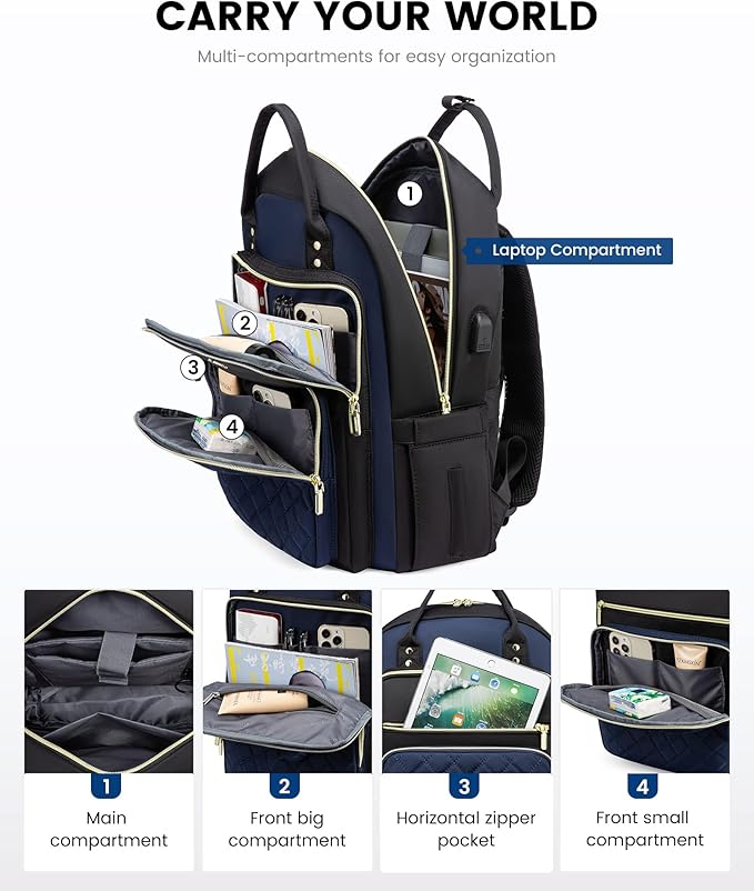 LOVEVOOK Laptop Backpack for Women, Fashion Travel Work Commuter Backpack Purse - Image 3