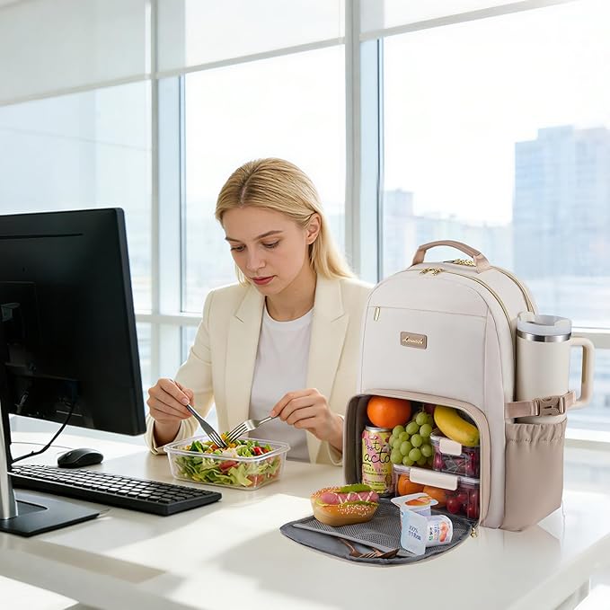 LOVEVOOK Lunch Backpack with Lunch Compartment, 17 Inch Laptop Work Travel - Image 2