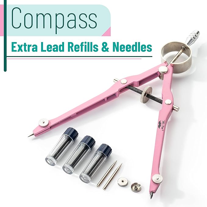 Mr. Pen- Professional Compass for Geometry, Extra Leads, Metal Compass - Image 2
