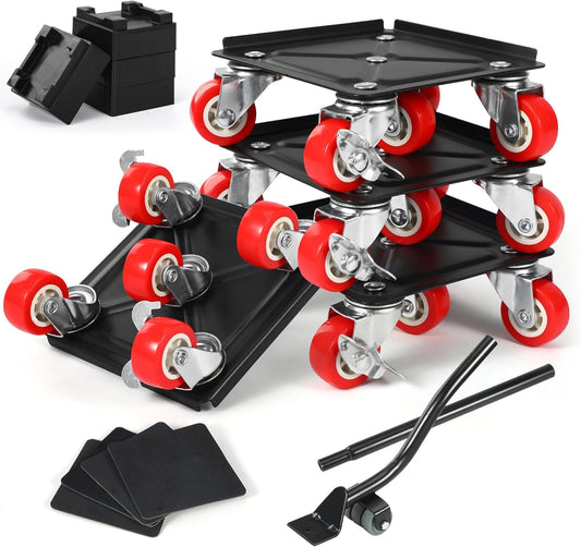 1200 lb Capacity - Heavy Duty Furniture Movers with Wheels and Moving Dolly, Includes Furniture Lifter Jacks Tool Set, Gliders, Sliders, 5 Rollers Casters Cart. Easily Move Furniture, Piano, Equipment