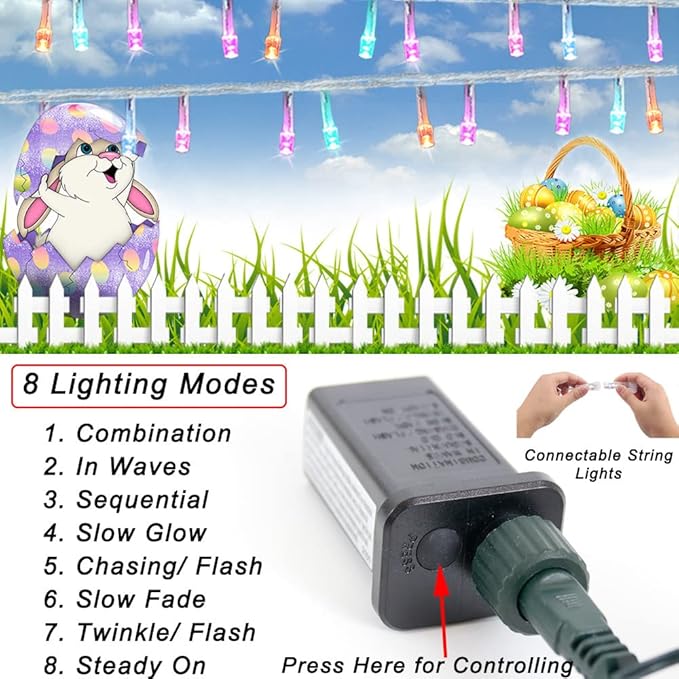 Colorful String Lights Easter Decoration, 66 ft 200 LED Easter Pastel Lights 8 - Image 2