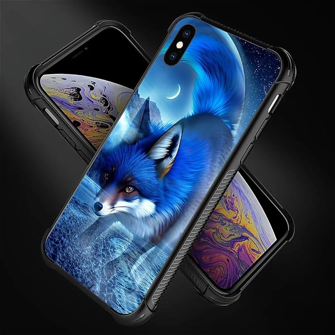 for iPhone Xs Max Case, Snowy Mountain Fox Lake Pattern Graphic Design Girl Boy - Image 5
