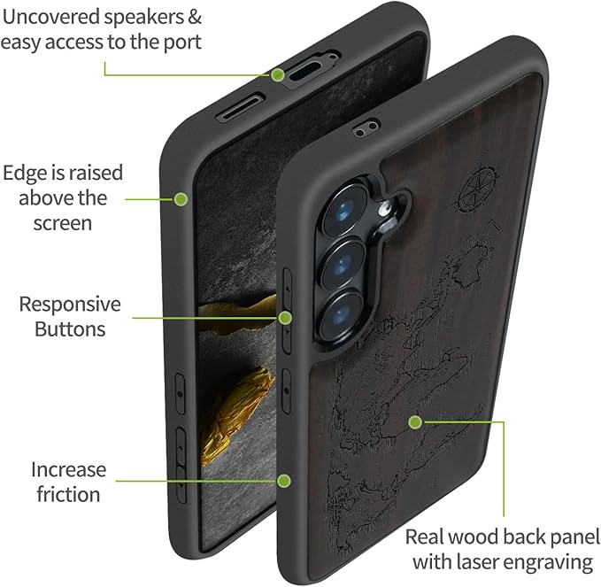 Carveit Wood Case for Galaxy S24 Plus Case Shockproof Protective Cover Unique - Image 6