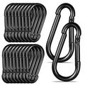 Black Carabiner, Heavy Duty Galvanized Steel Spring Snap Hook Carabiner Clips by High-PQ