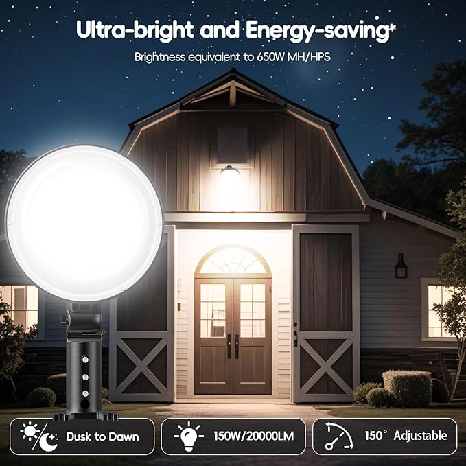 150W 2 Pack 20000LM Dusk to Dawn Outdoor Lighting, LED Barn Lights Outdoor - Image 2
