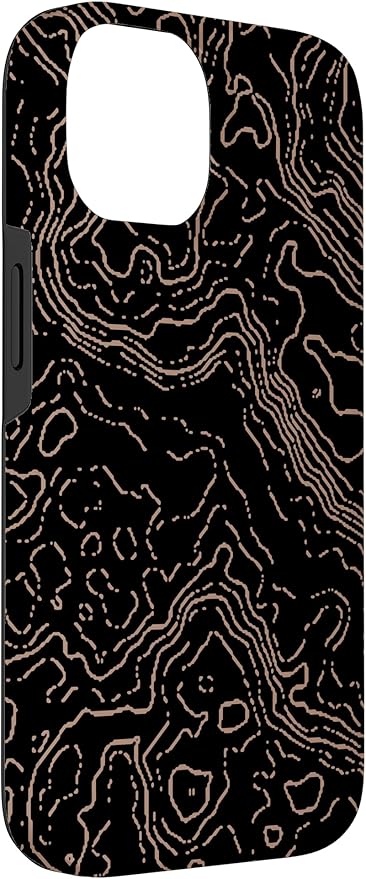 Topography Black & Brown Abstract Pattern Topographic Map Case - Image 3