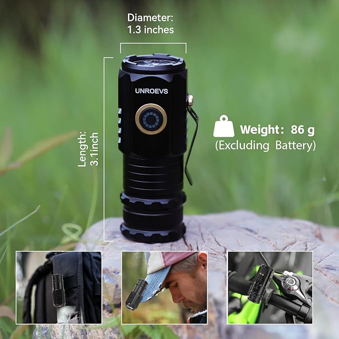 UNROEVS Mini Flashlight 2550 Lumens Rechargeable USB C Charging, Small - Image 6