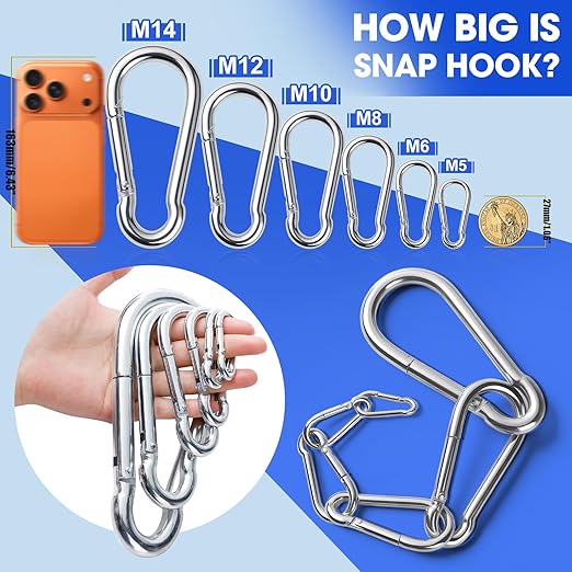 100Pack Spring Snap Hooks Carabiner, M5 3/16" Carabiner Clips Keychain Small 2" - Image 3