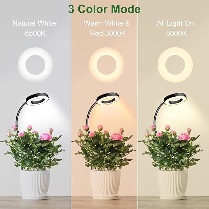 wolezek 2 in 1 Grow Lights for Indoor Plants, 3 Colors Plant Lights for Indoor - Image 3