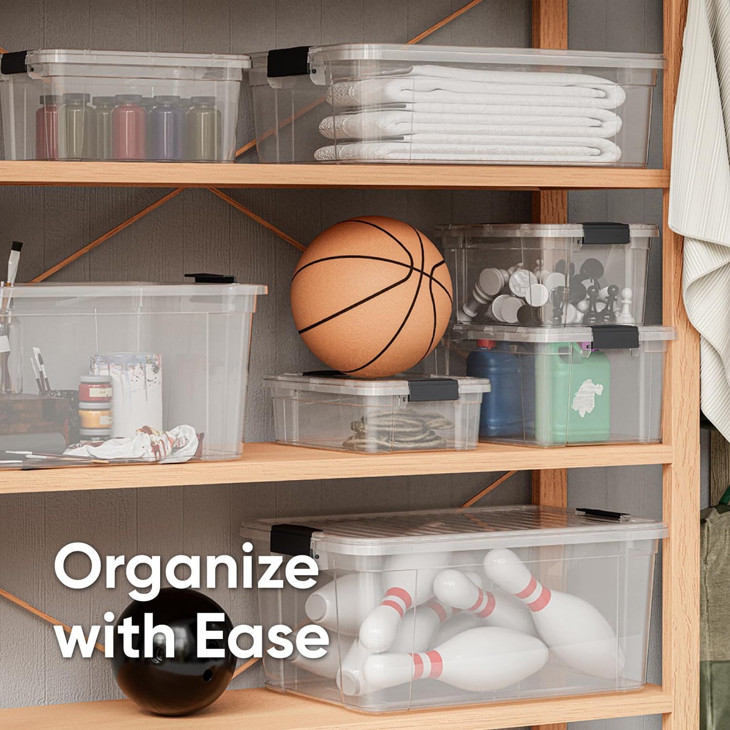 Superio Storage Bins with Lids- 4 Pack, 6.6 Qt Clear Boxes for Organizing, Stackable Plastic Containers- BPA Free, Non-Toxic, Odor Free, Organizer for Home, Office, Dorm