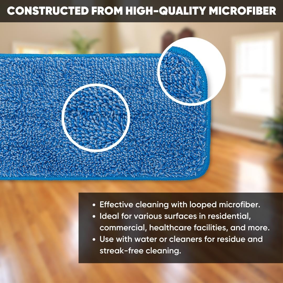 Microfiber Wholesale 20 inch Microfiber Mop Pads - Machine Washable, Reusable, Refills & Replacement Wet Mop Heads Compatible with Any Microfiber Flat Mop System (3 Pack)