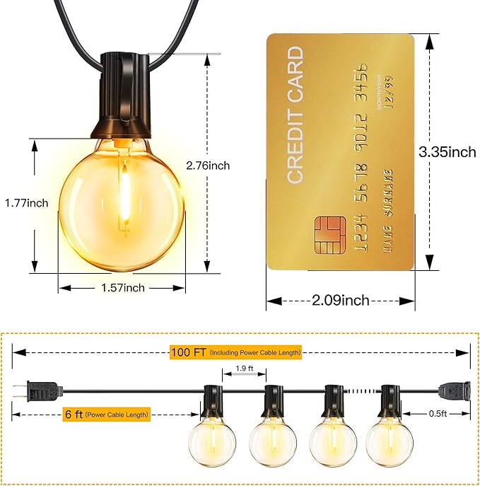 Ollny 100FT Outdoor String Lights, Waterproof Connectable Shatterproof Outside - Image 4