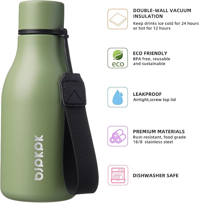 BJPKPK Insulated Water Bottles, 12oz Stainless Steel Metal Water Bottle - Image 2