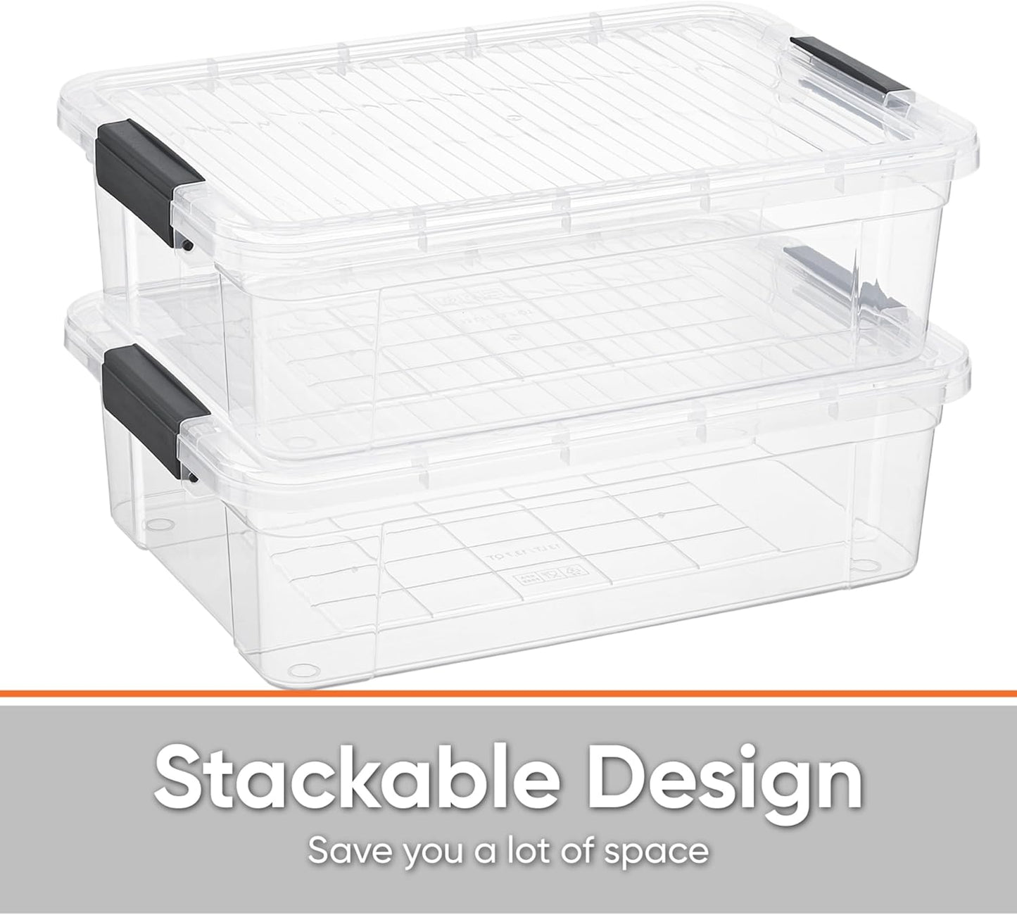 Superio Storage Bins with Lids, Clear Plastic Containers for Organizing, Stackable Totes, BPA Free, Odor Free, Organizer Boxes for Home, and Dorm (4 Pack, 13.7 Qt)