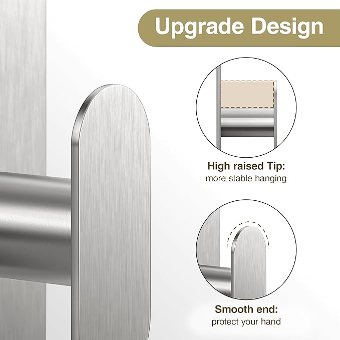 pickpiff Adhesive Towel Hooks for Bathroom: 20LB Extra Strong Wall Hanger for - Image 5