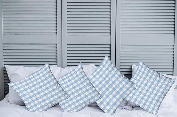 Ambesonne Checkered Decorative Throw Pillow Case Pack of 4, Gingham Motif - Image 2