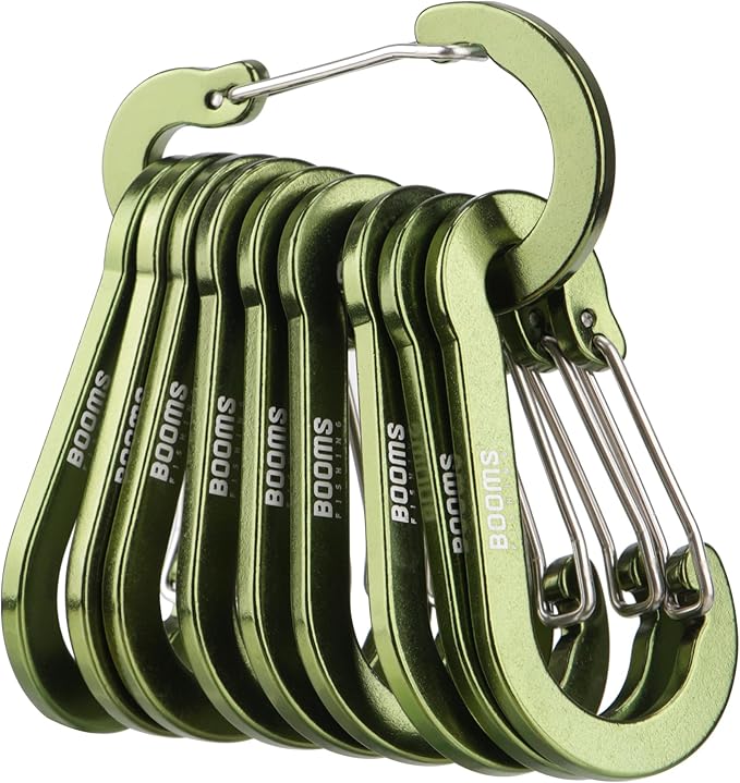 Booms Fishing CC5 Multi-Use Carabiner Clips, 10 Pack 2.3"/ 3.1" Caribeener Clips by BoomsFishing