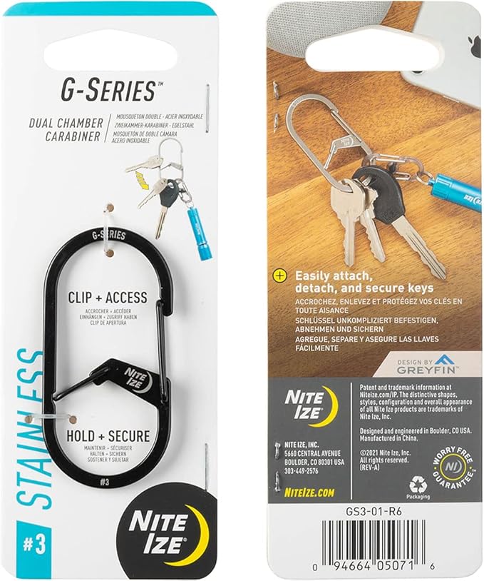 Nite IZE GS3-11-R6 G-Series Dual Chamber Carabiner, Size #3 1-Pack, Stainless - Image 8