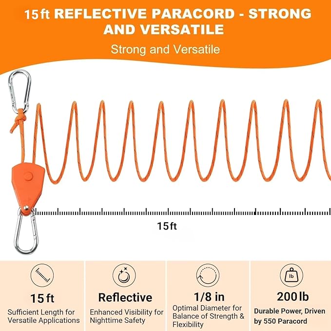 Longer 15ft Ratchet Straps Ropes Tie Down Rope Strap Small Mini Reflctive - Image 3