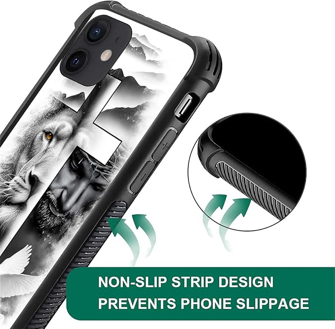 for iPhone 11 Case, Lion Cross Jesus Christ Dove Pattern Graphic Design Girl - Image 2